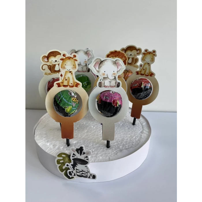 Safari Pastel Temalı Lolipop Sargısı 10lu