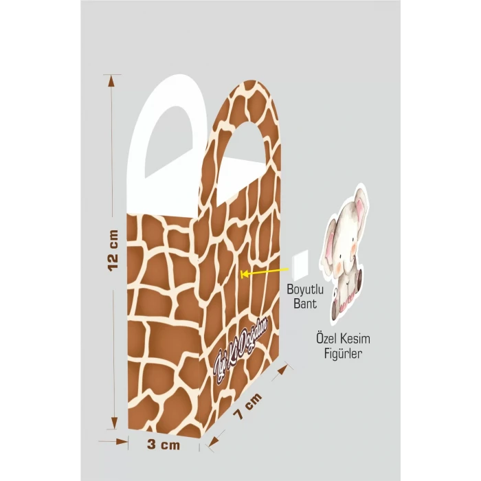 Safari Pastel Temalı Mini Çanta 12x7 cm *8li Paket