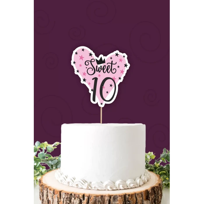 Sweet 10 pembe-siyah Pasta Süsü *Kalın Kağıt