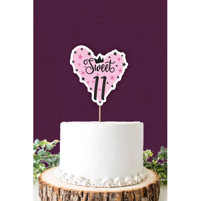 Sweet 11 pembe-siyah Pasta Süsü *Kalın Kağıt