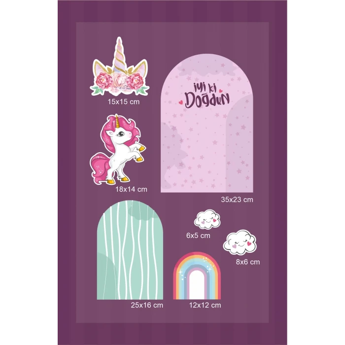 Unicorn Parçalı Ayaklı Pano 3Boyutlu (Masa Üstü) * Kalın Kağıt
