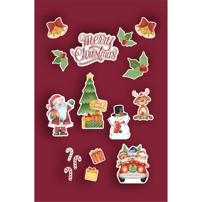 Yılbaşı Christmas Çok Parçalı Renkli Afiş *Kalın Kağıt