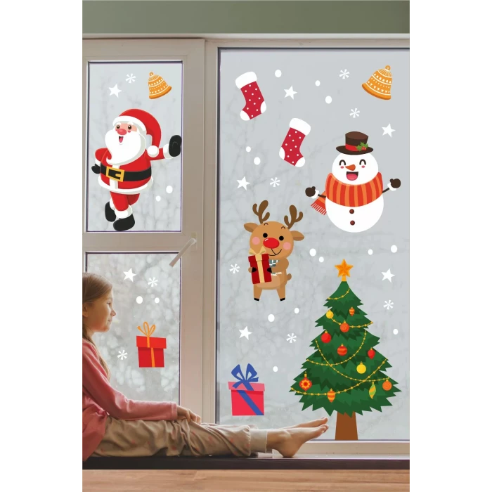 Yılbaşı Temalı Cam Duvar Mobilya Sticker 35x100 cm