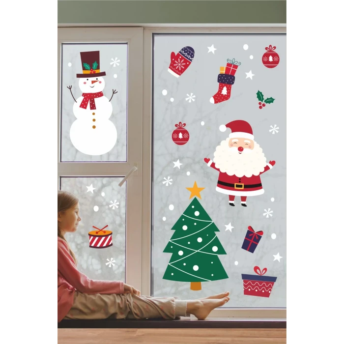 Yılbaşı Temalı Cam Duvar Mobilya Sticker 35x100 cm