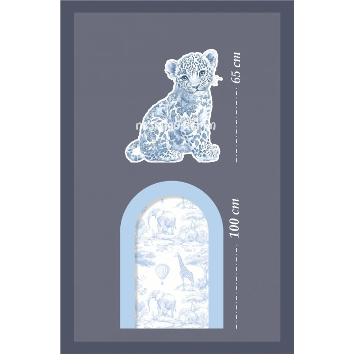 2li Ayaklı Pano Seti Safari Mavi, Leopar / 100 cm - 65 cm