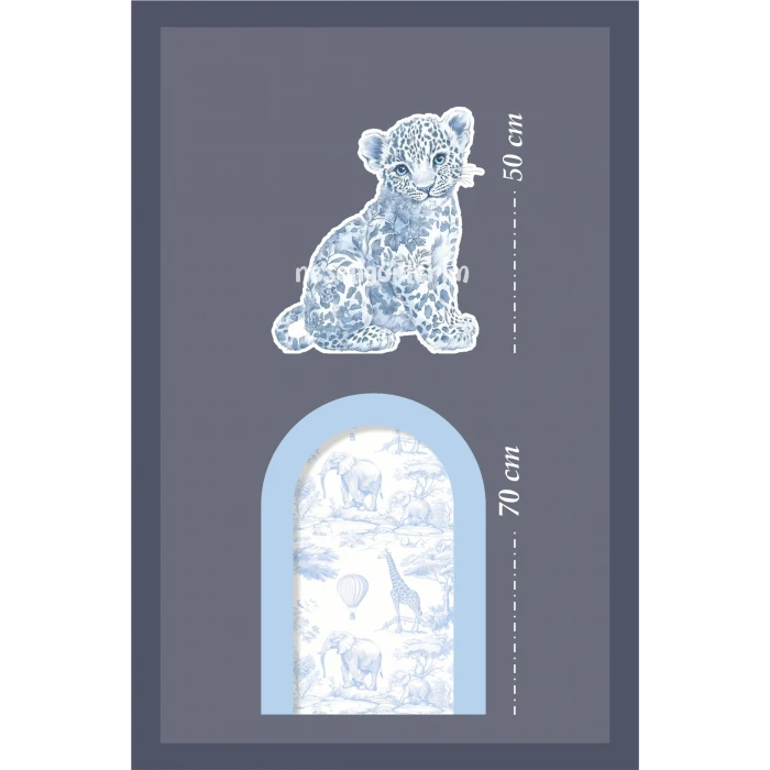 2li Ayaklı Pano Seti Safari Mavi, Leopar / 70 cm - 50 cm
