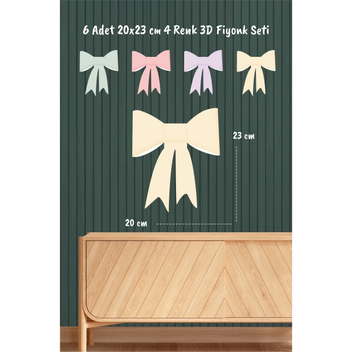 3D Fiyonk Seti Büyük Boy 6 Adet 23 cm Renkli *Kalın Kağıt