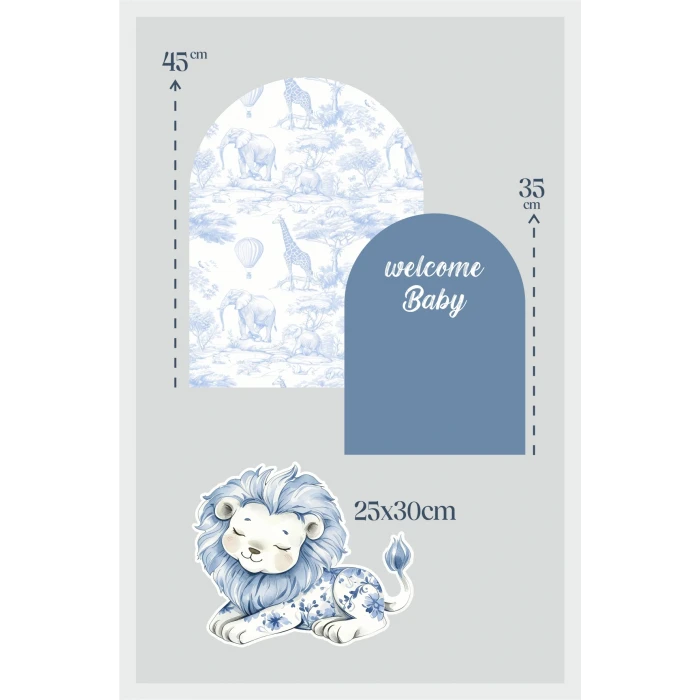 Safari Aslan welcome Baby 3 Parça Masa Üzeri Pano Set