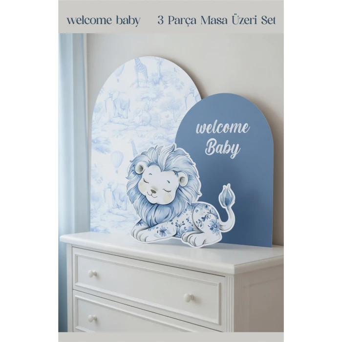 Safari Aslan welcome Baby 3 Parça Masa Üzeri Pano Set