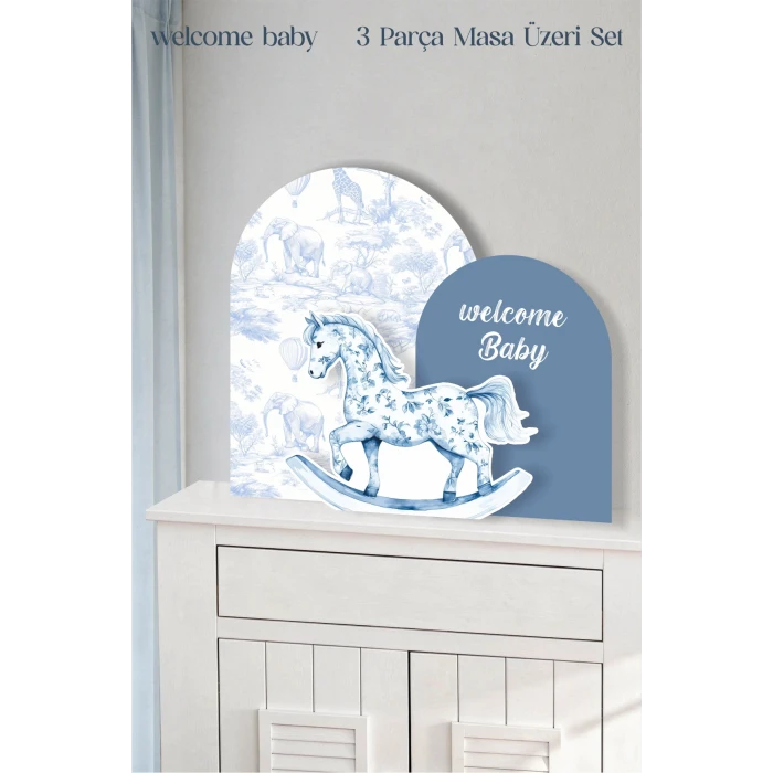 Safari Sallanan At welcome Baby 3 Parça Masa Üzeri Ayaklı Pano Set