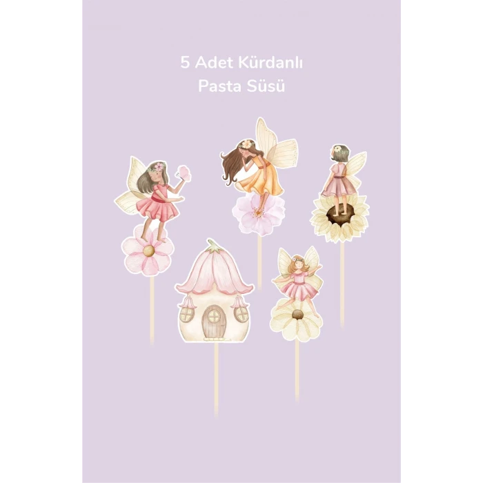 Peri Kızı Temalı Doğum Günü Kürdanlı Pasta Süsü