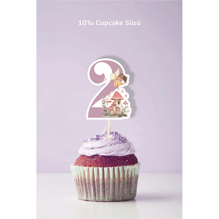 Peri Kızı Temalı 2 Yaşında Cupcake Süsü 10lu