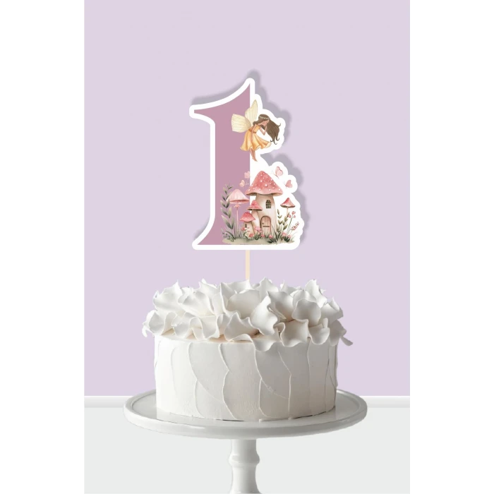 Peri Kızı Teması 1 Yaşında (Bir) Pasta Süsü *Kalın Kağıt