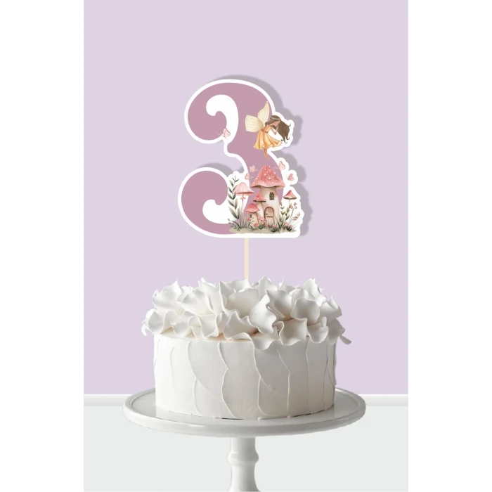 Peri Kızı Teması 3 Yaşında Pasta Süsü *Kalın Kağıt