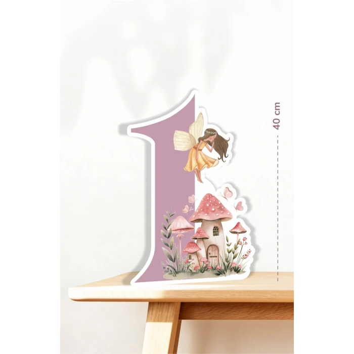 Peri Kızı Temalı 1 Yaş Ayaklı Rakam Pano - 1 Yaş (40 cm)