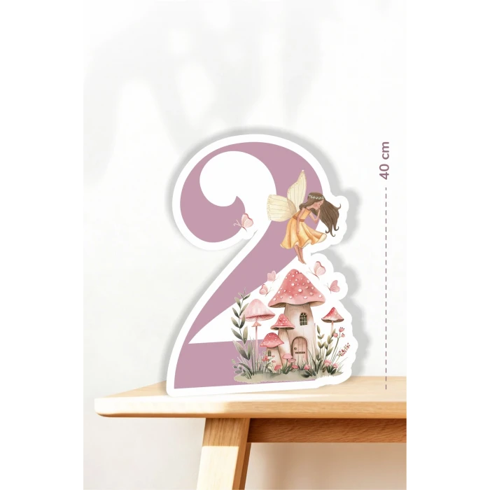 Peri Kızı Temalı 2 Yaş Ayaklı Rakam Pano - 2 Yaş (40 cm)