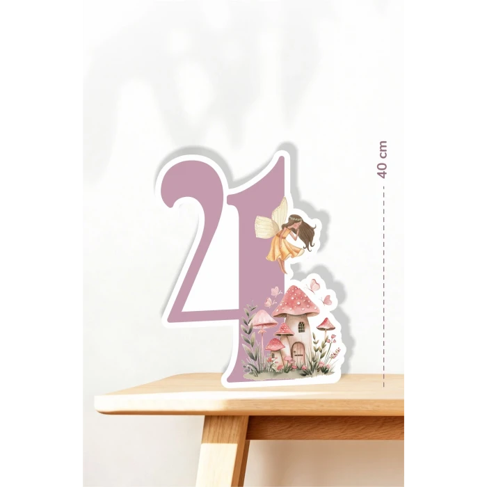 Peri Kızı Temalı 4 Yaş Ayaklı Rakam Pano - 4 Yaş (40 cm)