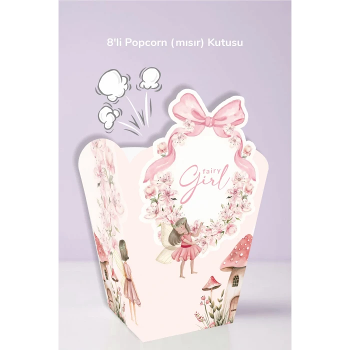 Peri Kızı Temalı Doğum Günü Seti * Popcorn (mısır) Kutusu *8li