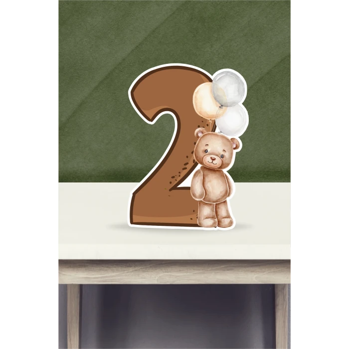 Ayıcık Temalı Ayaklı Rakam Pano - 2 Yaş (40 cm)