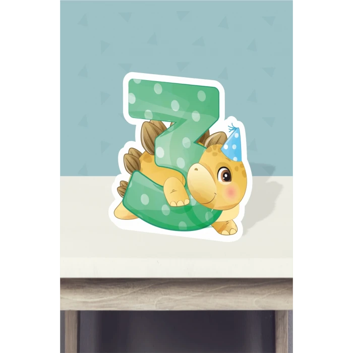 Baby Dinozor Temalı Ayaklı Rakam Panosu - 3 Yaş (40 cm)