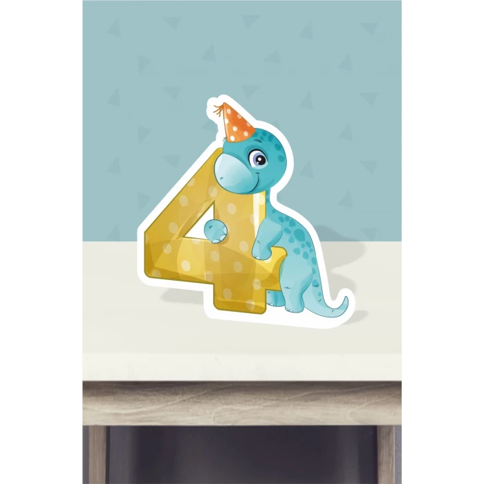 Baby Dinozor Temalı Ayaklı Rakam Panosu - 4 Yaş (40 cm)