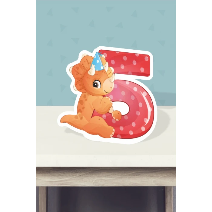 Baby Dinozor Temalı Ayaklı Rakam Panosu - 5 Yaş (40 cm)