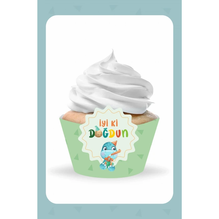 Baby Dinozor Temalı Cupcake Sargısı 8li