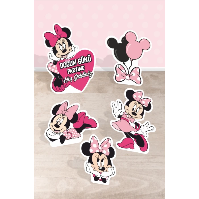 Minnie Mouse Pink Temalı Doğum günü * Ayaklı Pano Seti