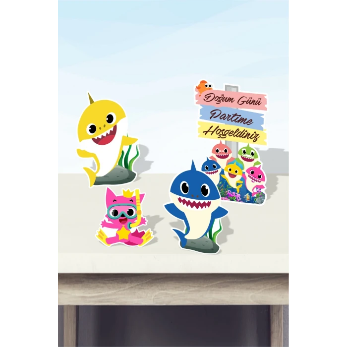 Baby Shark Ayaklı Pano Seti ( Masa Üstü ) ** Kalın Kağıt