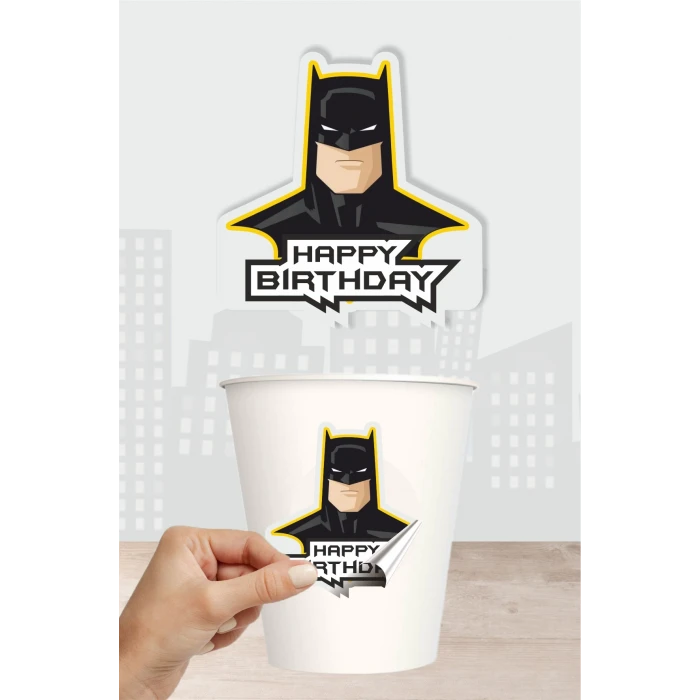 Batman Temalı Doğum Günü Parti Malzemeleri Seti Sticker (Etiket) 20 li