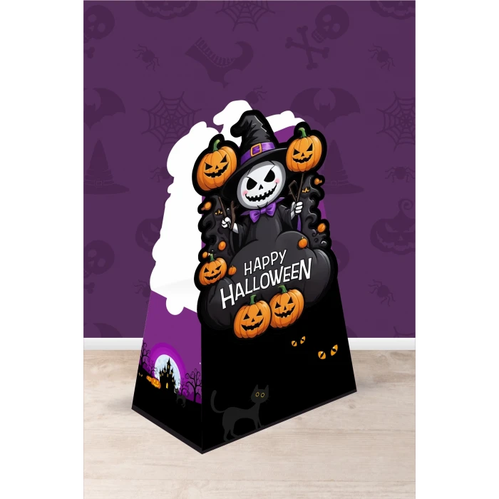 Cadılar Bayramı Halloween Teması Piramit Kutu - Mini Hediyelik ( Anahtarlık, Mini Oyuncak, Şeker) 13x7x5cm *8li Paket