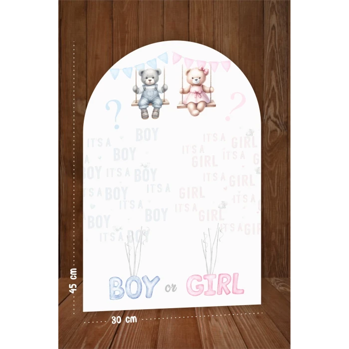 Cinsiyet Tahmin Panosu Balonlu, Kız mı Erkek mi, Boy or Girl- 45 cm Ayaklı Pano