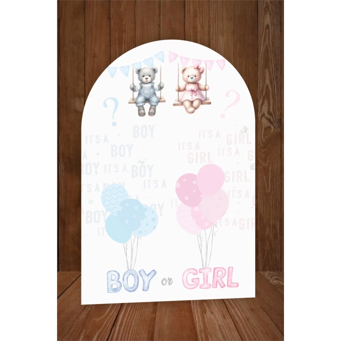 Cinsiyet Tahmin Panosu Balonlu, Kız mı Erkek mi, Boy or Girl- 45 cm Ayaklı Pano