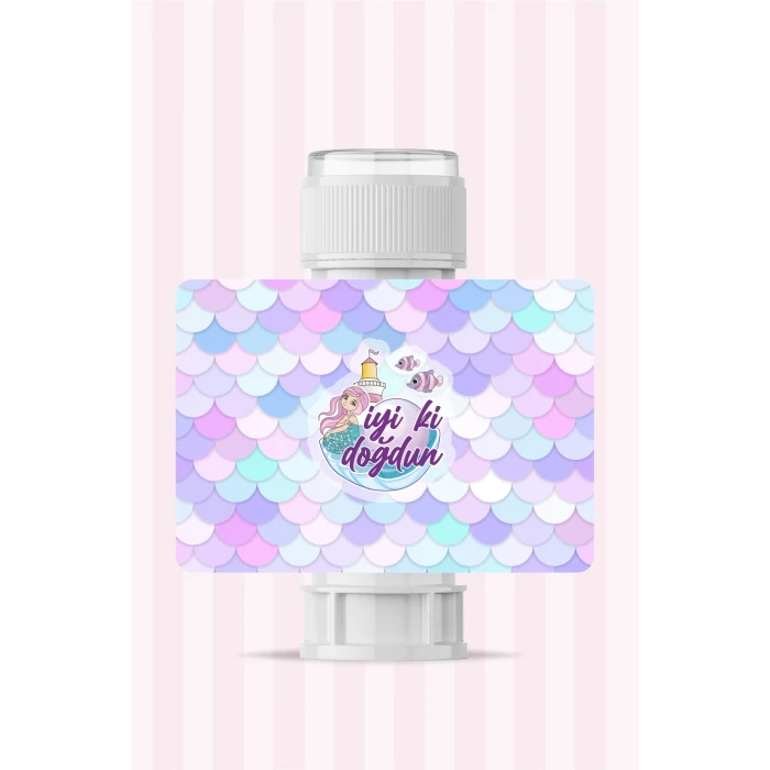 Deniz Kızı Temalı Doğum Günü * 18 Adet Köpük Baloncuk Etiketi