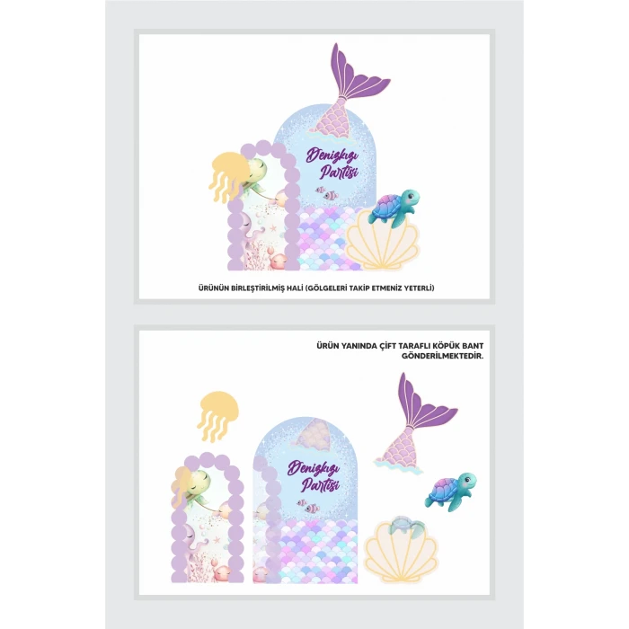 Deniz Kızı Temalı Parçalı Ayaklı Pano 3Boyutlu (Masa Üstü) * Kalın Kağıt