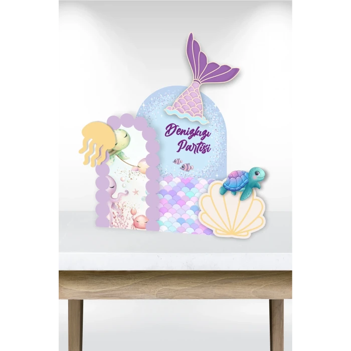 Deniz Kızı Temalı Parçalı Ayaklı Pano 3Boyutlu (Masa Üstü) * Kalın Kağıt