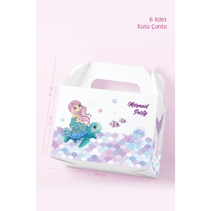 Deniz Kızı Teması Kutu Çanta Postacı 14x17 cm *6lı Paket