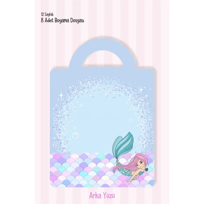 Denizkızı Temalı - Boyama Dosyası Doğum Günü Parti Seti Hediyesi 15x21cm 8li Paket