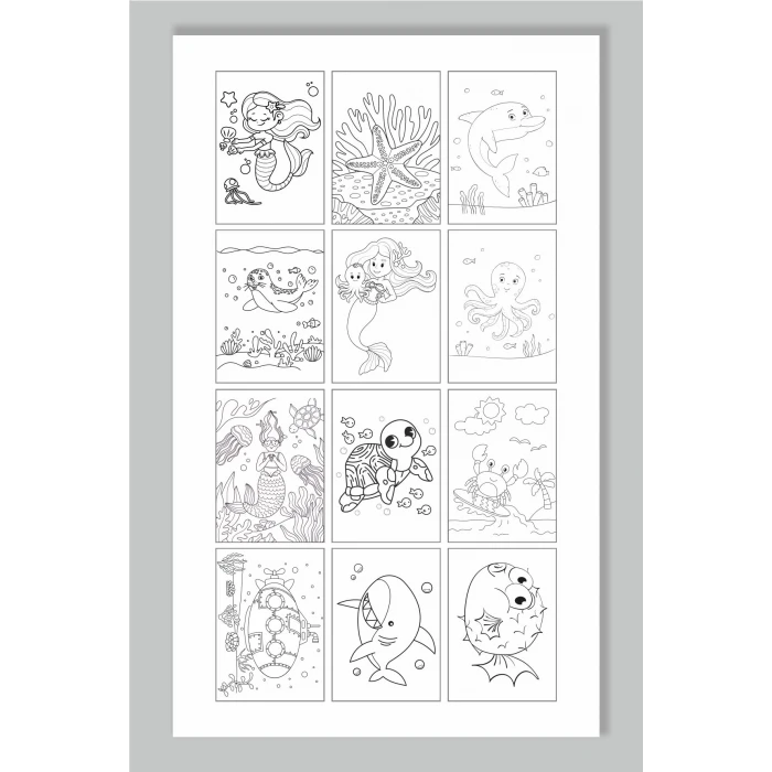 Denizkızı Temalı - Boyama Dosyası Doğum Günü Parti Seti Hediyesi 15x21cm 8li Paket