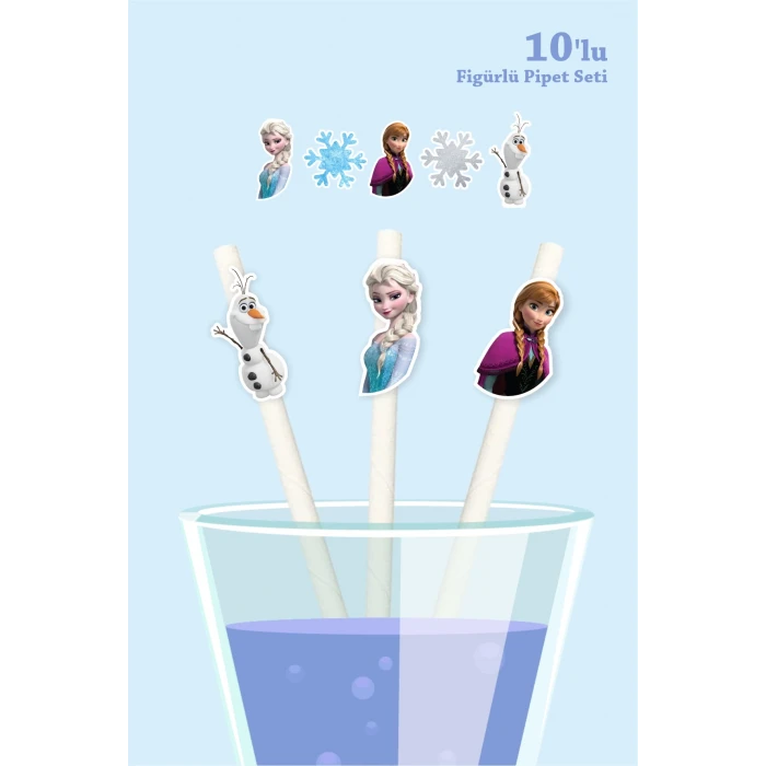 Frozen Karlar Ülkesi Temalı 10lu Figürlü Pipet Seti