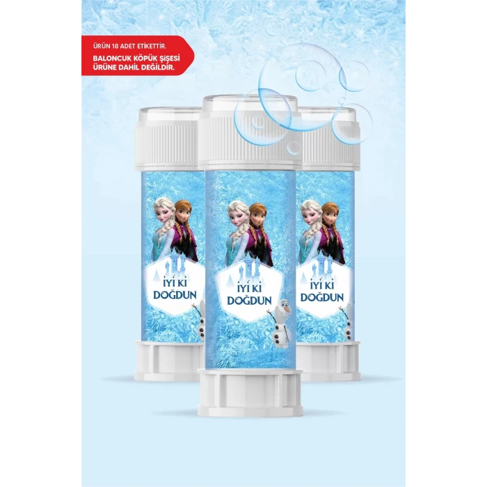 Frozen Karlar Ülkesi Temalı - 18 Adet Köpük Baloncuk Etiketi