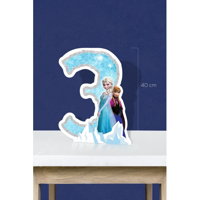 Frozen Karlar Ülkesi Temalı Ayaklı Rakam Pano - 3 Yaş (40 cm)