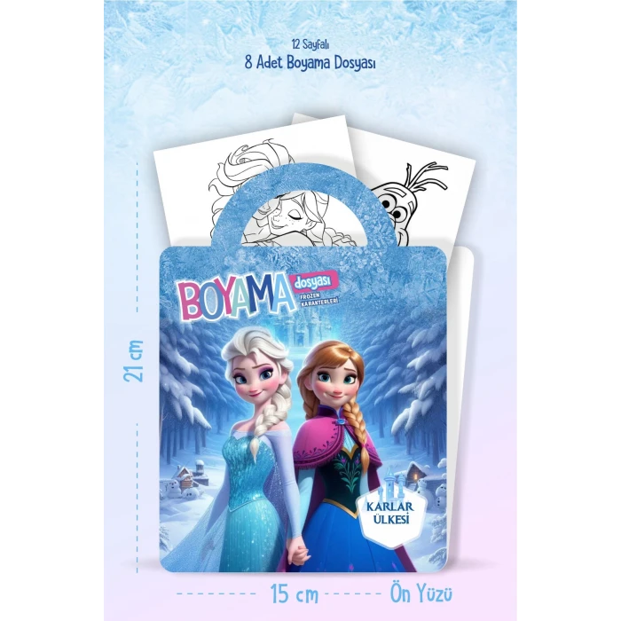 Frozen Temalı - Boyama Dosyası Doğum Günü Parti Seti Hediyesi 15x21cm 8li Paket