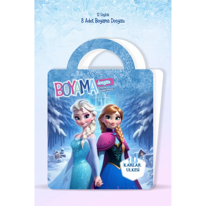 Frozen Temalı - Boyama Dosyası Doğum Günü Parti Seti Hediyesi 15x21cm 8li Paket