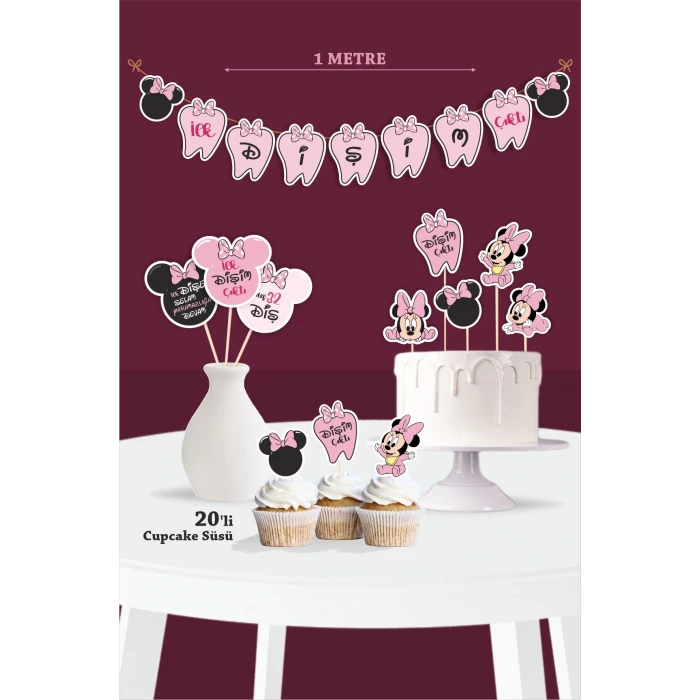 İlk Dişim Çıktı Pink Minnie Mouse Temalı - Diş Buğdayı Seti