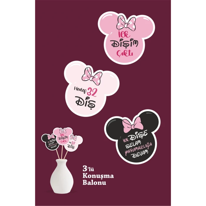İlk Dişim Çıktı Pink Minnie Mouse Temalı - Diş Buğdayı Seti