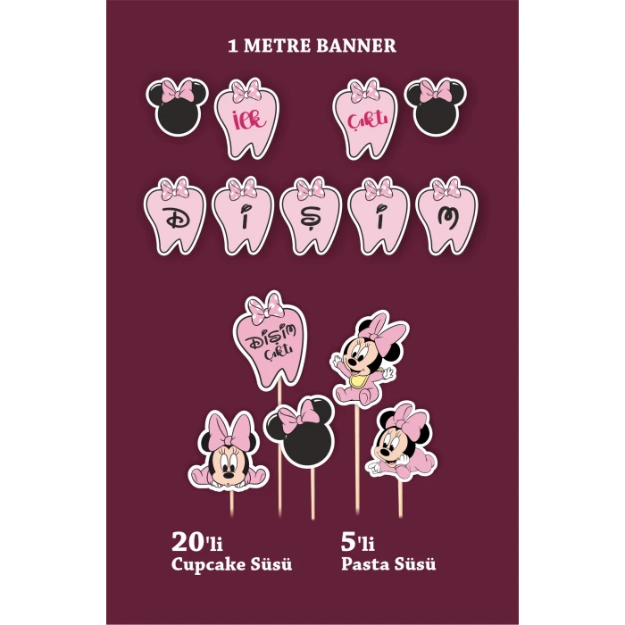 İlk Dişim Çıktı Pink Minnie Mouse Temalı - Diş Buğdayı Seti