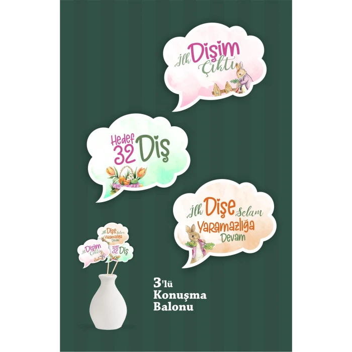 İlk Dişim Çıktı Pink Rabbit Temalı - Diş Buğdayı Seti