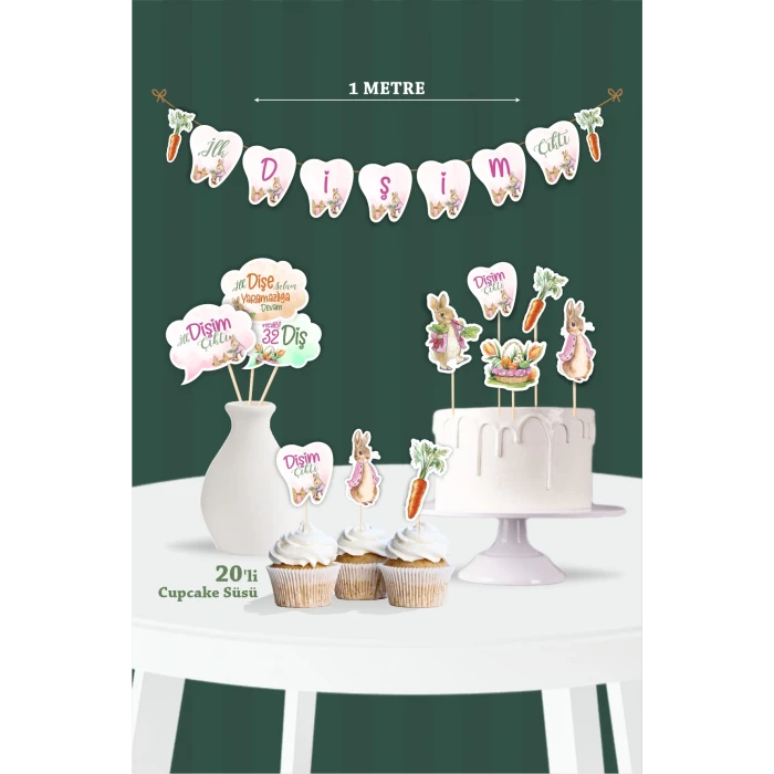 İlk Dişim Çıktı Pink Rabbit Temalı - Diş Buğdayı Seti