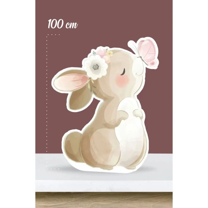 Kelebekli Tavşan Temalı - 100 cm Ayaklı Pano